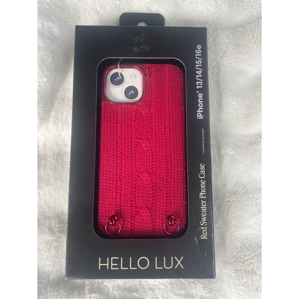 Hello‎ Lux Red Sweater Phone Case iPhone 13 14 15 16e Cable Knit Textured Cover